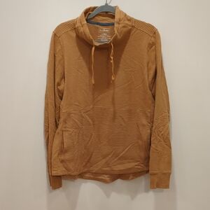 L.L. Bean Mustard Yellow Mixed Knit Pullover GorpCore Outdoor W Sz L